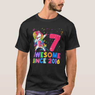7 Year Old Gifts Dabbing Unicorn Rainbow 7th Birth T-Shirt