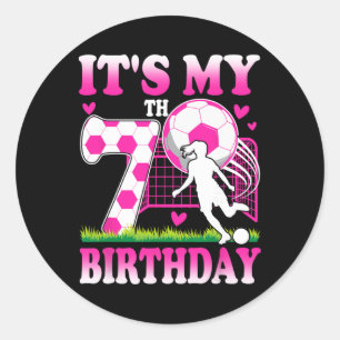 7 Year Old Girl Birthday Soccer Themed Party 7th B Classic Round Sticker