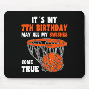 7 Year Old Happy 7th Birthday Basketball 7th Birth Mouse Pad