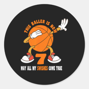 7 Year Old Happy 7th Birthday Bysketbyll 7th Birth Classic Round Sticker
