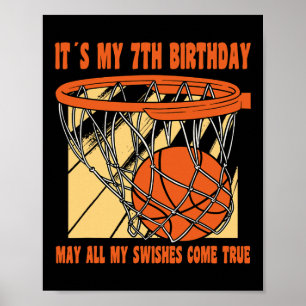 7 Year Old Happy 7th Birthday Bysketbyll 7th Birth Poster