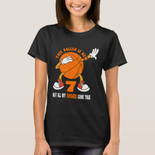 7 Year Old Happy 7th Birthday Bysketbyll 7th Birth T-Shirt