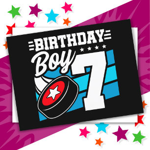 7 Year Old Hockey Party Theme 7th Birthday Boy Postcard