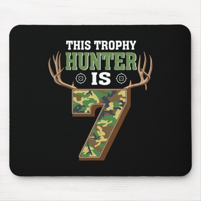 7 Year Old Hunting 7th Birthday Party Deer Hunter  Mouse Pad (Front)