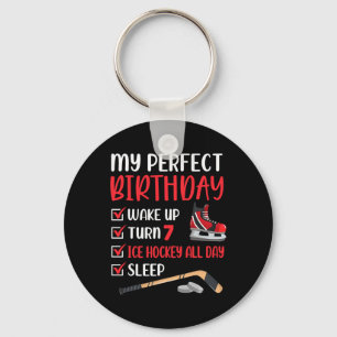 7 Year Old Ice Hockey Birthday Party 7th Boy Bday Key Ring