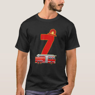 7 Year Old It's My 7th Birthday Boy Fire Truck Fir T-Shirt