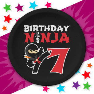 7 Year Old Karate Ninja Party Kids 7th Birthday Paper Plate