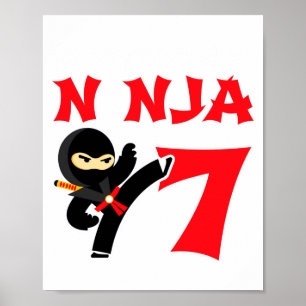 7 Year Old Karate Ninja Party Kids 7th Birthday T  Poster
