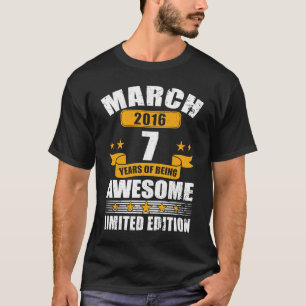 7 Year Old March 2016 7th Birthday T-Shirt