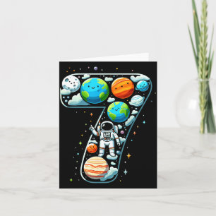 7 Year Old Outer Space Astronaut 7th Birthday Boy Card