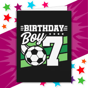 7 Year Old Soccer Football Party 7th Birthday Boy Card