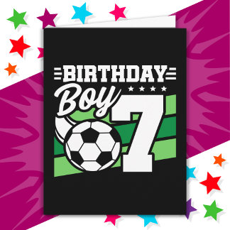 7 Year Old Soccer Football Party 7th Birthday Boy Card