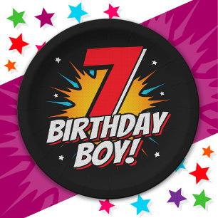 7 Year Old Superhero Birthday Boy 7th Birthday Paper Plate