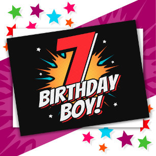 7 Year Old Superhero Birthday Boy 7th Birthday Postcard