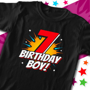 7 Year Old Superhero Birthday Boy 7th Birthday T-Shirt
