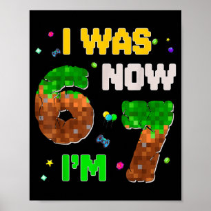 7 Year Old Xel Birthday Boy Was 6 Now I'm 7 67 Fun Poster