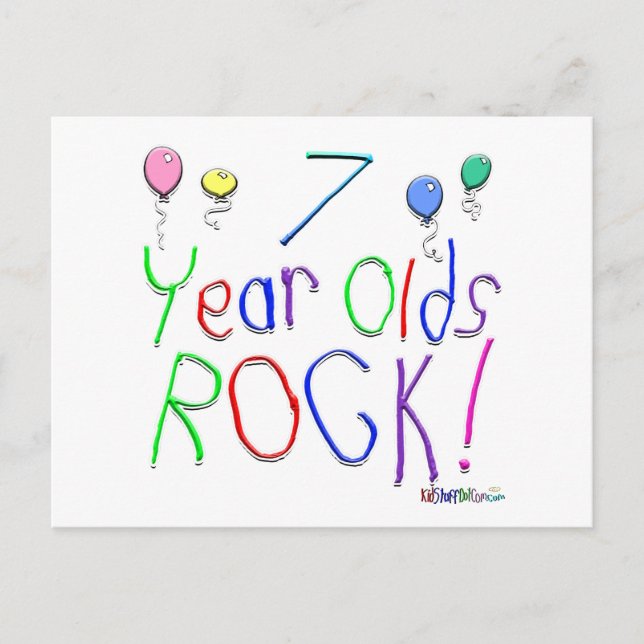 7 Year Olds Rock ! Postcard (Front)