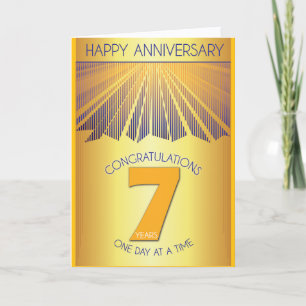 7 Year Sober Anniversary Golden Ray 12 Step Card