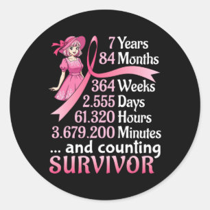 7 Years 84 Months And Counting Breast Cancer Survi Classic Round Sticker