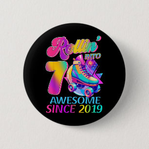 7 Years Awesome Since 2019 Hockey Theme Birthday 1 6 Cm Round Badge