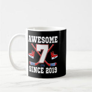 7 Years Awesome Since 2019 Hockey Theme Birthday Coffee Mug