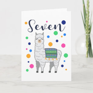 7 Years Birthday Gift Kids Llama Alpaca Card