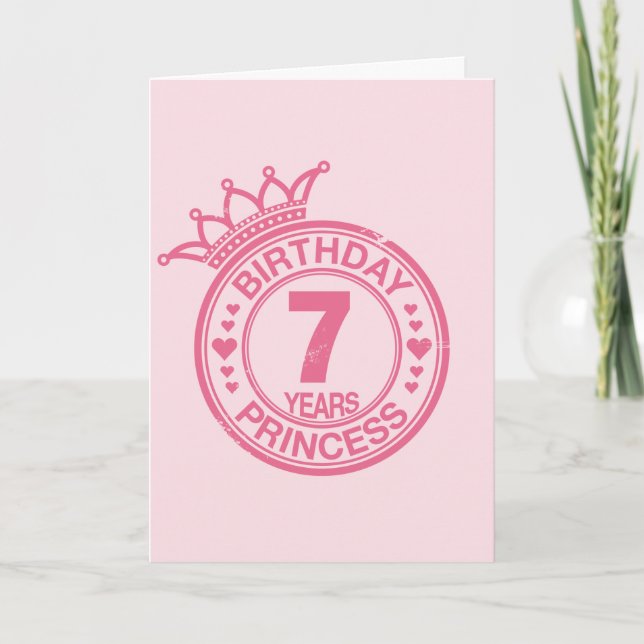 7 years - Birthday Princess - pink Card (Front)
