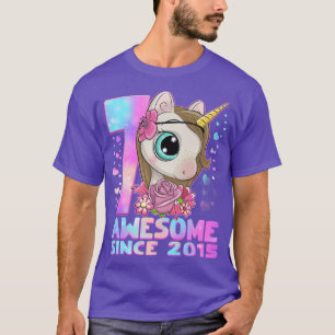 7 Years Cute Unicorn  Awesome Since 2015  T-Shirt