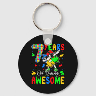 7 Years Of Being Au-some 7 Years Old Autism Awaren Key Ring