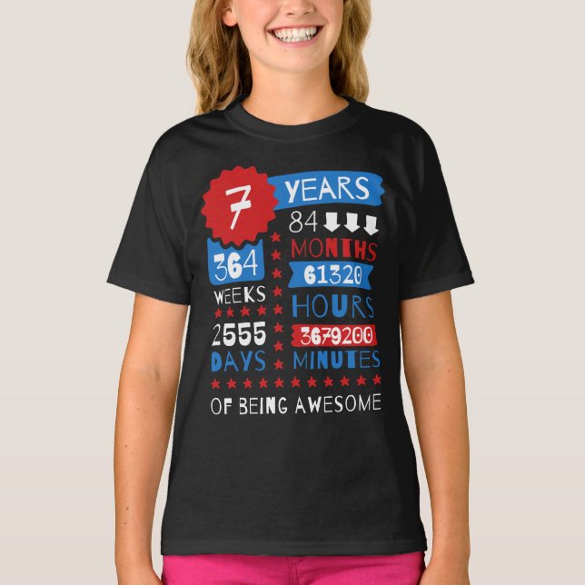 7 Years Of Being Awesome - 7th Birthday Gift Shirt (Front)