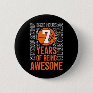 7 Years Of Being Awesome Basketball 7th Birthday _ 6 Cm Round Badge