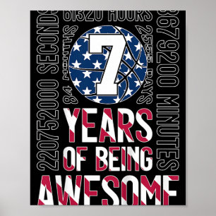 7 Years Of Being Awesome Basketball 7th Birthday  Poster