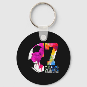 7 Years Of Being Awesome Soccer 7th Birthday Key Ring