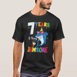 7 Years Of Being Jawsome Shark 7th Birthday 7 Year T-Shirt