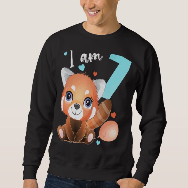 7 Years Old 7 Birthday Outfit Boy Girl Panda Sweatshirt (Front)