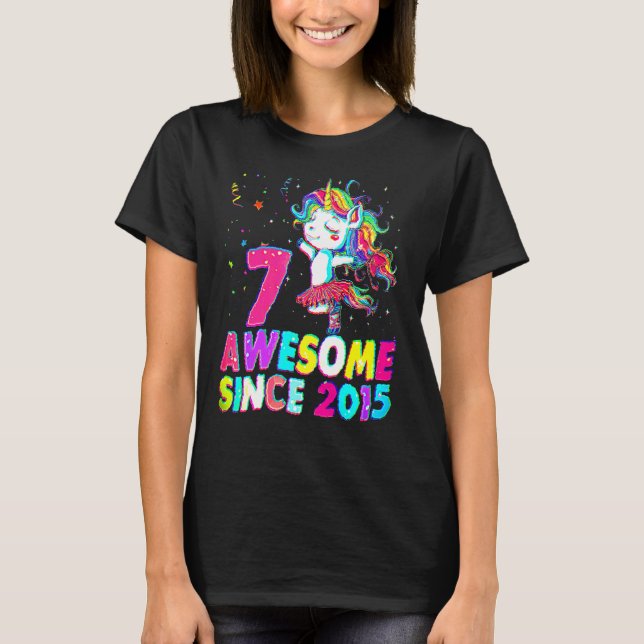 7 Years Old 7th Birthday Ballet Unicorn Girl Since T-Shirt (Front)