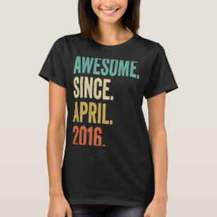 7 Years Old Awesome Since April 2016 7th Birthday T-Shirt