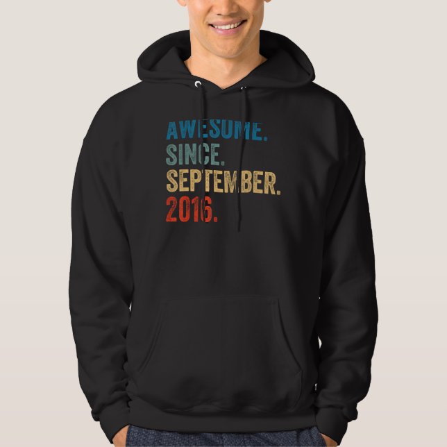 7 Years Old Awesome Since September 2016 7th Birth Hoodie (Front)