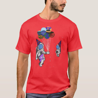 7 Years Old Birthday Astronaut Planet Balloon  T-Shirt