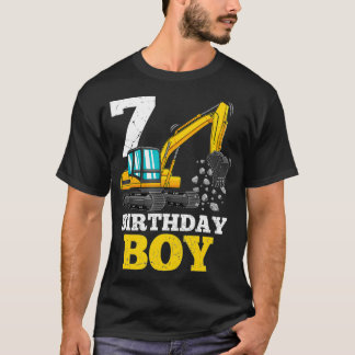 7 Years Old Birthday Boy Gift Construction Party T-Shirt