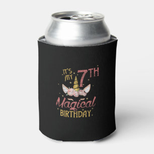 7 Years Old Birthday Girl Gift Unicorn 7th Birthda Can Cooler