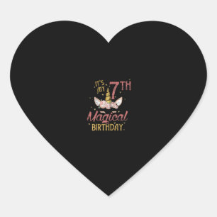 7 Years Old Birthday Girl Gift Unicorn 7th Birthda Heart Sticker