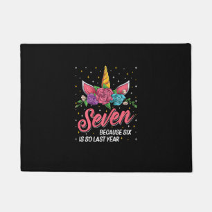 7 Years Old Birthday Girl Gifts Face Unicorn 7th B Doormat