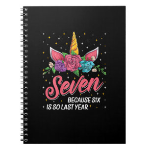 7 Years Old Birthday Girl Gifts Face Unicorn 7th B Notebook