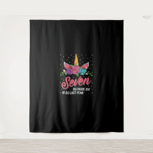 7 Years Old Birthday Girl Gifts Face Unicorn 7th B Tapestry