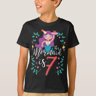 7 Years Old Birthday Girl Gifts Mermaid 7th Birthd T-Shirt