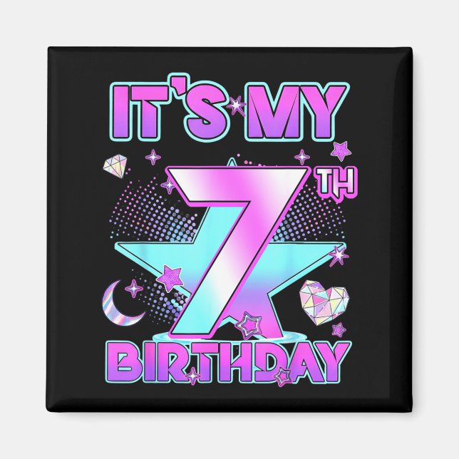 7 Years Old Birthday Kp Kids 7th Birthday Girls K- Magnet (Front)