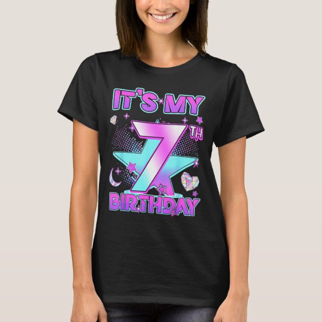 7 Years Old Birthday Kp Kids 7th Birthday Girls K- T-Shirt (Front)