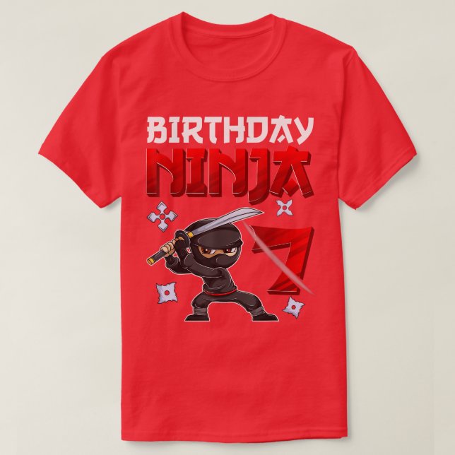 7 Years Old Boy Birthday Tee, Birthday Ninja Boy  T-Shirt (Design Front)