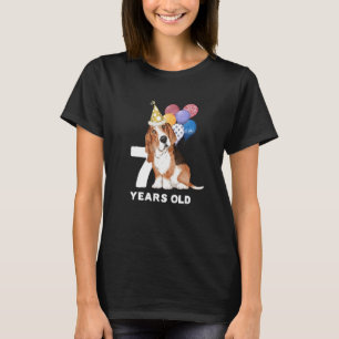 7 years old boy girl love dog pet Basset Hound bir T-Shirt